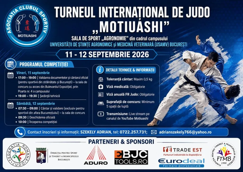 Turneul International de Judo Motiuashi 2026, Sala de Sport Agronomie USAMV Bucuresti
